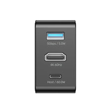 UNITEK P1242ABK01 Travel Tri Pro 65W GaN Charger Hub 3-in-1 USB-C 60W USB-A 5W HDMI 4K@60Hz Global Plugs