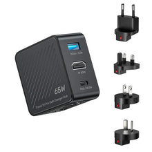 UNITEK P1242ABK01 Travel Tri Pro 65W GaN Charger Hub 3-in-1 USB-C 60W USB-A 5W HDMI 4K@60Hz Global Plugs