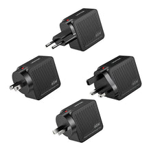 UNITEK P1242ABK01 Travel Tri Pro 65W GaN Charger Hub 3-in-1 USB-C 60W USB-A 5W HDMI 4K@60Hz Global Plugs