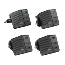 UNITEK P1242ABK01 Travel Tri Pro 65W GaN Charger Hub 3-in-1 USB-C 60W USB-A 5W HDMI 4K@60Hz Global Plugs