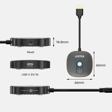 UNITEK V1711ABK01 Wireless HDMI Transmitter with Dual Receivers 1080P@60Hz 50M Plug and Play