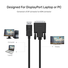 UNITEK Y-5118BA DisplayPort to DVI Cable 1.8M 1920x1200 for PC Monitor Apple Cinema Display