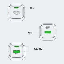 UNITEK P1128ABK01-EU ZENO 20W GaN Dual-Port Wall Charger 20W USB-C 18W USB-A PD3.0 QC3.0 EU Plug