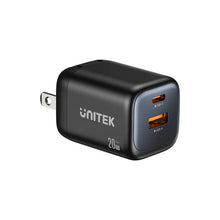 UNITEK P1128ABK01-EU ZENO 20W GaN Dual-Port Wall Charger 20W USB-C 18W USB-A PD3.0 QC3.0 EU Plug