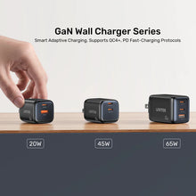 UNITEK P1129ABK01-EU ZENO 45W GaN Dual USB-C Wall Charger PD3.0 QC4+ SFC2.0 EU Plug Black