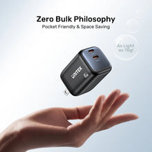 UNITEK P1129ABK01-EU ZENO 45W GaN Dual USB-C Wall Charger PD3.0 QC4+ SFC2.0 EU Plug Black