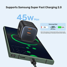 UNITEK P1129ABK01-EU ZENO 45W GaN Dual USB-C Wall Charger PD3.0 QC4+ SFC2.0 EU Plug Black