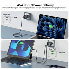 UNITEK P1129ABK01-EU ZENO 45W GaN Dual USB-C Wall Charger PD3.0 QC4+ SFC2.0 EU Plug Black