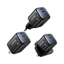 UNITEK P1129ABK01-EU ZENO 45W GaN Dual USB-C Wall Charger PD3.0 QC4+ SFC2.0 EU Plug Black