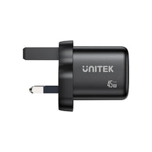 UNITEK P1129ABK01-EU ZENO 45W GaN Dual USB-C Wall Charger PD3.0 QC4+ SFC2.0 EU Plug Black