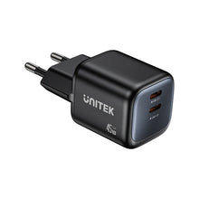 UNITEK P1129ABK01-EU ZENO 45W GaN Dual USB-C Wall Charger PD3.0 QC4+ SFC2.0 EU Plug Black