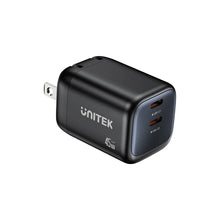 UNITEK P1129ABK01-EU ZENO 45W GaN Dual USB-C Wall Charger PD3.0 QC4+ SFC2.0 EU Plug Black