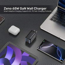UNITEK P1130ABK01-EU ZENO 65W GaN 3-Port Wall Charger 2xUSB-C 1xUSB-A PD3.0 SFC2.0 QC3.0 EU Plug Black