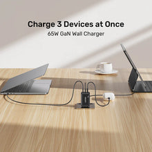 UNITEK P1130ABK01-EU ZENO 65W GaN 3-Port Wall Charger 2xUSB-C 1xUSB-A PD3.0 SFC2.0 QC3.0 EU Plug Black