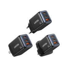 UNITEK P1130ABK01-EU ZENO 65W GaN 3-Port Wall Charger 2xUSB-C 1xUSB-A PD3.0 SFC2.0 QC3.0 EU Plug Black