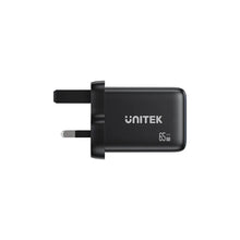 UNITEK P1130ABK01-EU ZENO 65W GaN 3-Port Wall Charger 2xUSB-C 1xUSB-A PD3.0 SFC2.0 QC3.0 EU Plug Black