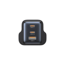 UNITEK P1130ABK01-EU ZENO 65W GaN 3-Port Wall Charger 2xUSB-C 1xUSB-A PD3.0 SFC2.0 QC3.0 EU Plug Black
