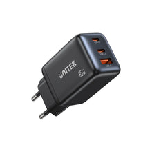 UNITEK P1130ABK01-EU ZENO 65W GaN 3-Port Wall Charger 2xUSB-C 1xUSB-A PD3.0 SFC2.0 QC3.0 EU Plug Black