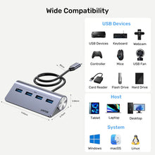 UNITEK H1337BGY01 uHUB Q4 4-in-1 USB-C Hub with 4 USB-A 5Gbps Ports & USB-C DC Power Input