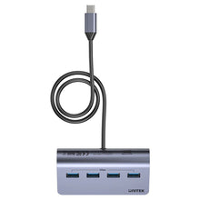 UNITEK H1337BGY01 uHUB Q4 4-in-1 USB-C Hub with 4 USB-A 5Gbps Ports & USB-C DC Power Input