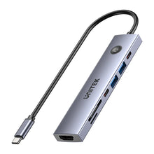 UNITEK H1124AGY01 uHUB S7 Pro 7-in-1 USB-C Hub 4K@60Hz HDMI 5Gbps Data SD/microSD 100W PD Screen On/Off