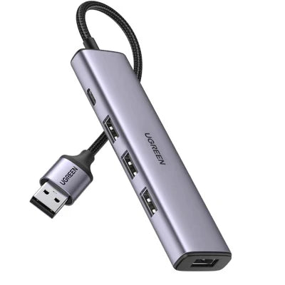 UGREEN 20805 USB 3.0 Hub 4-Ports Aluminum Ultra-Slim Powered USB-C 5Gbps for Laptop PC Mac