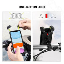 UGREEN 60989 Bike Phone Mount Black 4-Corner Locking Shockproof Handlebar Mount for Smartphones