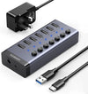 UGREEN 90306 Powered USB 3.0 Hub 7 Data Ports 4 Smart Charging Ports 5Gbps for Laptop PC