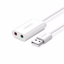 UGREEN 30143 USB External Stereo Sound Adapter 3.5mm Headphone Mic Jack for PC Laptop