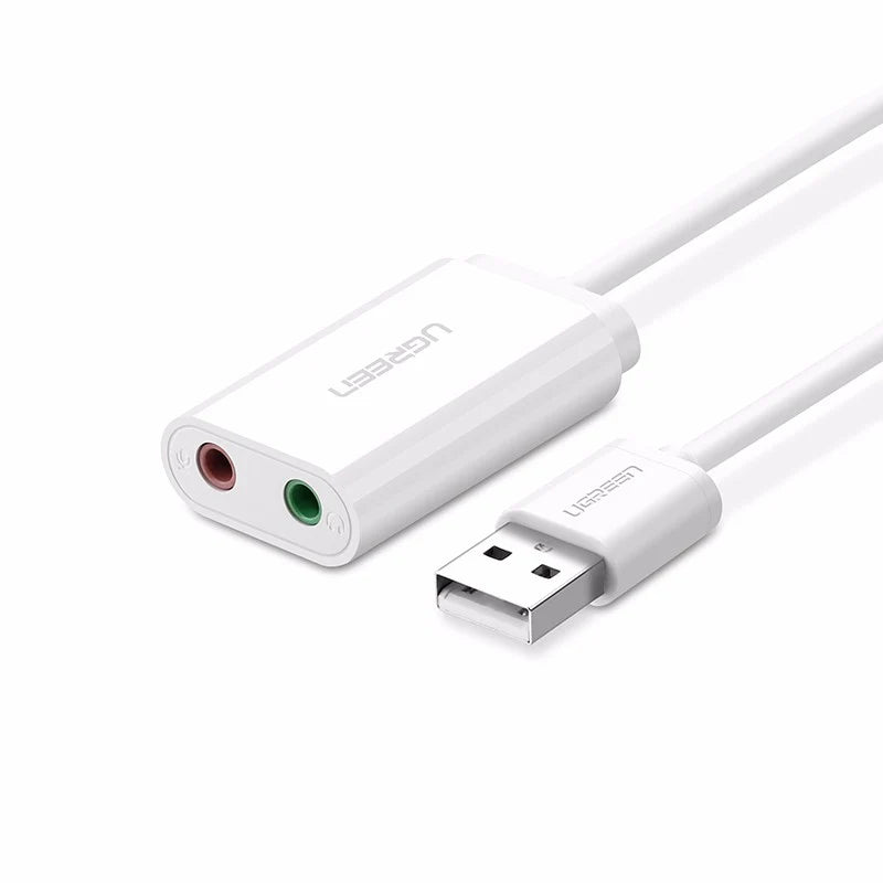 UGREEN 30143 USB External Stereo Sound Adapter 3.5mm Headphone Mic Jack for PC Laptop