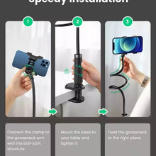 UGREEN 80906 Gooseneck Phone Holder for Desk and Bed Flexible Clamp Mount Black