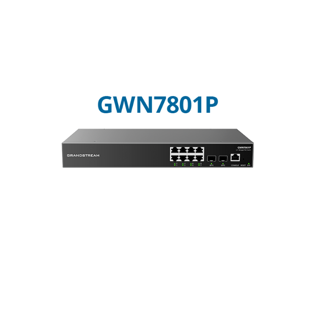 Grandstream GWN7801P | 8‑Port Gigabit PoE+ L2+ Managed Switch with SFP