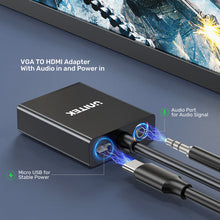 UNITEK VGA to HDMI Adapter 1080P with Audio Cable for PC Laptop to TV Monitor Projector