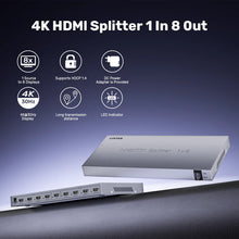 UNITEK V1132A01-EU 4K HDMI Splitter 1x8 4K@30Hz 1080P@60Hz for PS4 Xbox Blu-ray Digital Signage