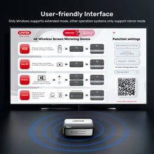 UNITEK V1162B01 Wireless Screen Mirroring Device 4K@60Hz for iOS Android Windows Mac