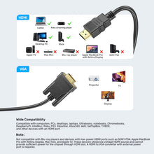UNITEK V1185A01 HDMI to VGA Cable 2M 1080P Gold-Plated for Laptop PC to Monitor Projector