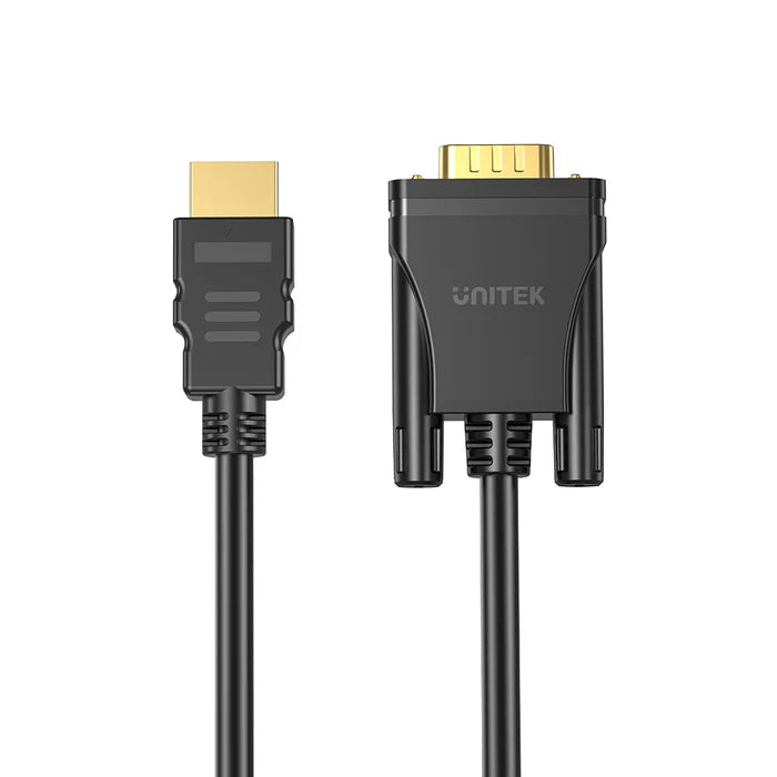 UNITEK V1185A01 HDMI to VGA Cable 2M 1080P Gold-Plated for Laptop PC to Monitor Projector