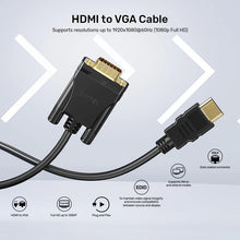 UNITEK V1185A01 HDMI to VGA Cable 2M 1080P Gold-Plated for Laptop PC to Monitor Projector