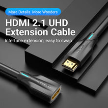VENTION AHBBH HDMI 2.1 Extension Cable 2M Black | HDMI 8K60Hz | Gold Plated | Male to Male | Tinned Copper | PVC Jacket | 30AWG
