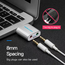 VENTION VAB-S17-B USB External Sound Card | USB 2.0 Audio Adapter | 3.5mm Mic & Headphone | Plug & Play | No Driver Required | Windows, Mac, PS4, Linux, Chromebook
