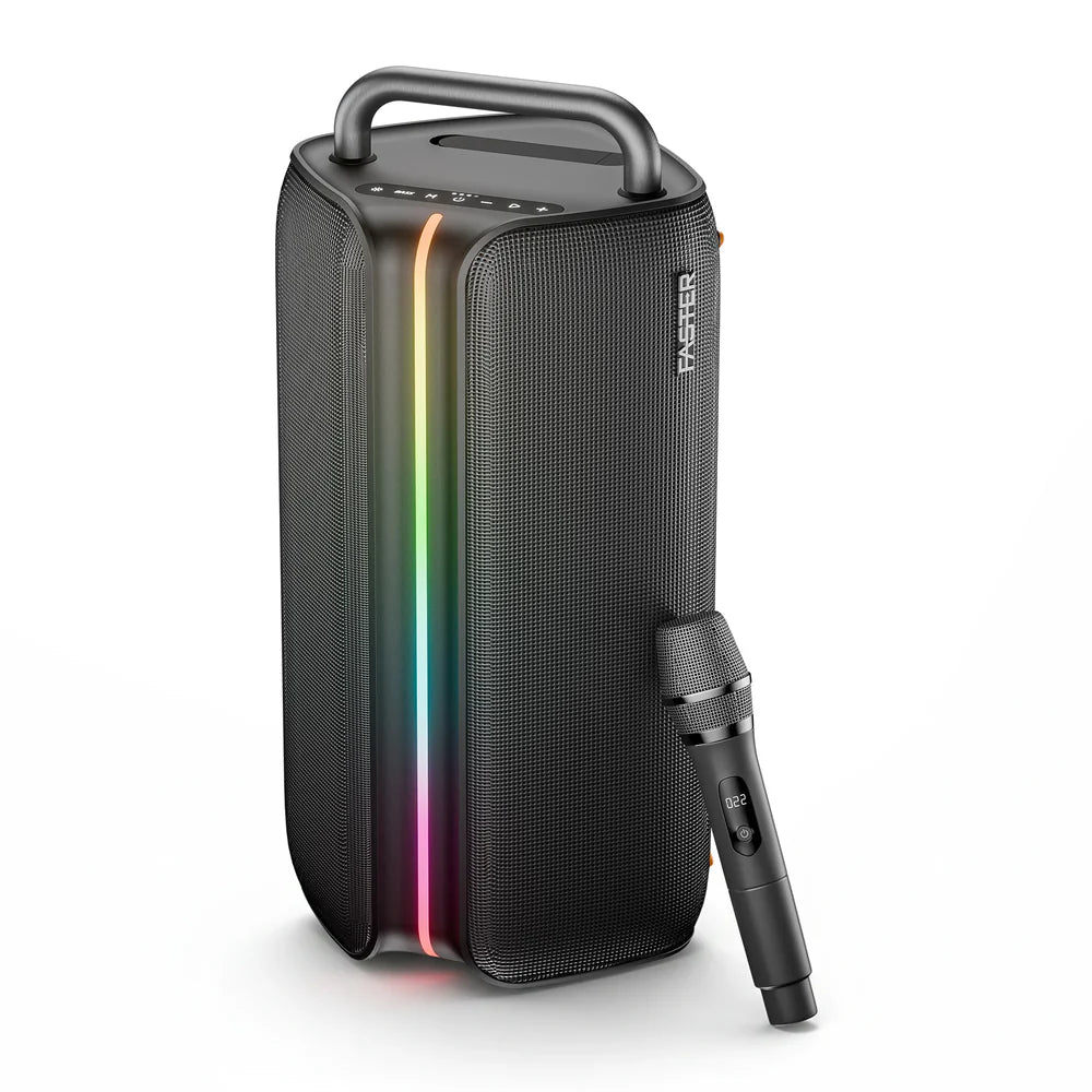 FASTER X400 Bluetooth Speaker Faster BashBeats X400 120W Sound Deep Bass TWS Pairing (240W Stereo) Karaoke 8000mAh 15-Hour RGB Party Lights