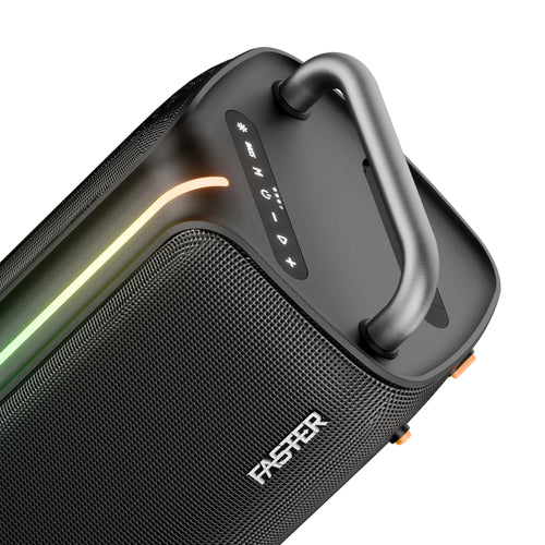 FASTER X400 Bluetooth Speaker Faster BashBeats X400 120W Sound Deep Bass TWS Pairing (240W Stereo) Karaoke 8000mAh 15-Hour RGB Party Lights