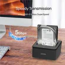 UNITEK Y-1078 USB 3.0 Hard Drive Docking Station for 2.5 3.5 SATA HDD SSD 5Gbps Hot-Swap ON/OFF Switch