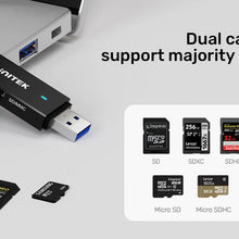 UNITEK Y-9327A USB 3.0 Card Reader 5Gbps SD MicroSD for Windows Mac Android Linux Plug and Play