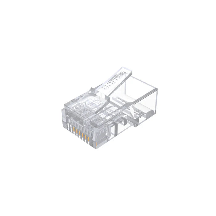 UNITEK Y-OT19TP CAT6 RJ45 Connectors 100-Pack 8P8C Gold-Plated 3-Prong Pass-Through for Solid Wire