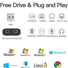 VENTION VAB-S17-B USB External Sound Card | USB 2.0 Audio Adapter | 3.5mm Mic & Headphone | Plug & Play | No Driver Required | Windows, Mac, PS4, Linux, Chromebook