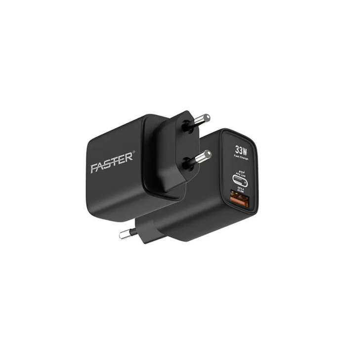Faster A843 PD Type-C Compact Fast Charger | Power Delivery Wall Adapter | USB-C | Over-Voltage Protection | Compact & Lightweight | Home, Office & Travel
