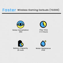 Faster Wireless Gaming Earbuds (TG300) | Low Latency Gaming TWS | Bluetooth 5.1 | ENC Noise Cancellation | 51-60ms Gaming Latency | 8H Music Time | Type-C