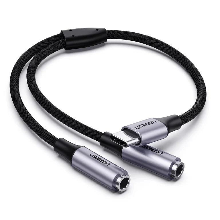 UGREEN 30732 USB-C to 3.5mm 2 Female Audio Splitter Cable for Headphones Speakers Car Stereo
