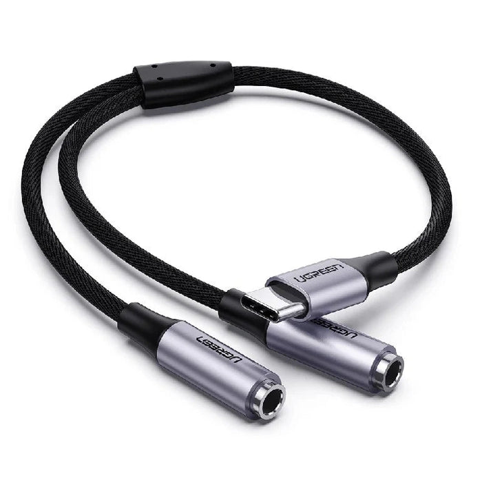 UGREEN 30732 USB-C to 3.5mm 2 Female Audio Splitter Cable for Headphones Speakers Car Stereo